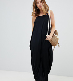Платье макси с драпировкой ASOS DESIGN Petite - Черный