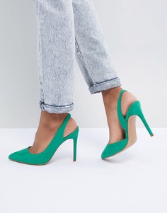 Туфли на каблуке с острым носком и ремешком на пятке ASOS DESIGN Prefect - Зеленый