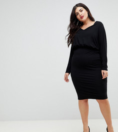Платье миди с рукавами летучая мышь ASOS CURVE - Черный