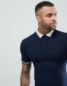 Темно-синяя обтягивающая футболка-поло ASOS DESIGN - Темно-синий