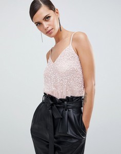 Боди с отделкой пайетками ASOS DESIGN - Розовый