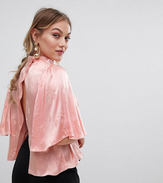 Жаккардовый топ с запахом ASOS DESIGN Petite - Розовый