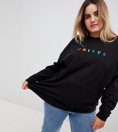 Oversize-свитшот с вышивкой ASOS x GLAAD Curve - Черный