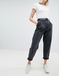 Черные зауженные джинсы с поясом ASOS DESIGN - Черный