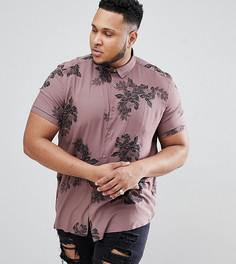 Розовая рубашка классического кроя из вискозы с цветочным принтом ASOS DESIGN Plus - Розовый