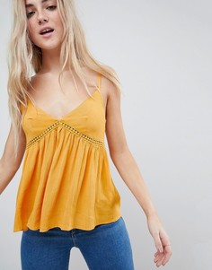 Топ на бретельках с кружевом ASOS DESIGN - Желтый