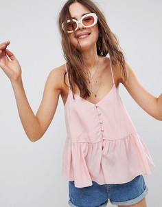Свободный топ на бретелях с пуговицами ASOS DESIGN - Розовый