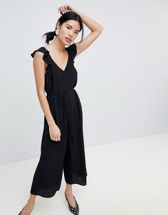 Комбинезон на бретелях с оборками New Look - Черный