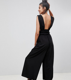 Комбинезон с глубоким вырезом и присборенной талией ASOS DESIGN Tall - Черный