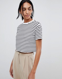 Укороченная футболка в рубчик с полосками ASOS DESIGN - Мульти