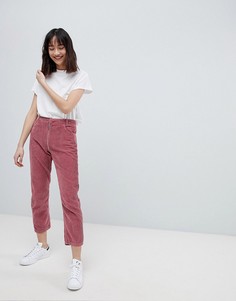 Вельветовые прямые джинсы с завышенной талией ASOS DESIGN - Розовый