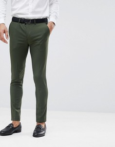 Супероблегающие строгие брюки цвета хаки River Island - Зеленый