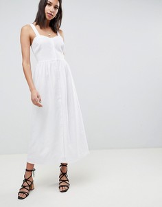 Льняное платье макси на пуговицах ASOS DESIGN - Белый