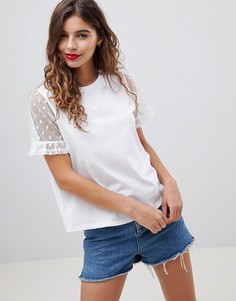 Футболка с рукавами из сетки добби ASOS DESIGN - Белый
