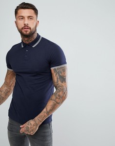 Темно-синяя футболка-поло с окантовкой на воротнике ASOS DESIGN - Мульти