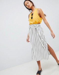Юбка-карандаш миди в полоску с разрезом сбоку ASOS DESIGN - Мульти