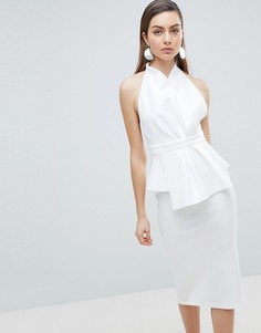Премиум-платье миди с лямкой через шею ASOS DESIGN - Белый