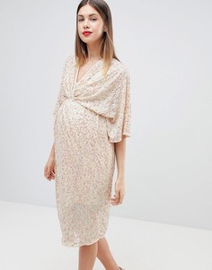 Платье миди с рукавами кимоно и пайетками ASOS DESIGN Maternity - Розовый