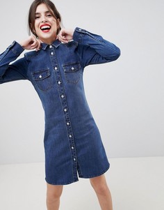 Джинсовое платье-рубашка в стиле вестерн Esprit - Синий