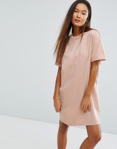 Платье-футболка с отворотами на рукавах ASOS DESIGN - Розовый