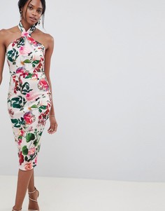 Платье миди с халтером и цветочным принтом ASOS DESIGN - Мульти