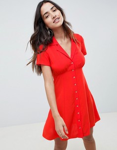 Короткое приталенное платье мини на пуговицах ASOS DESIGN - Красный