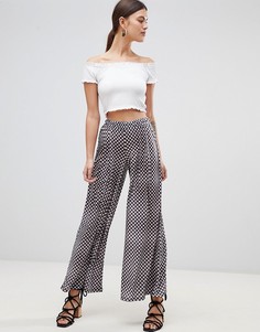 Брюки в клетку с широкими штанинами ASOS DESIGN - Мульти