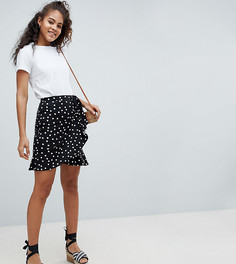 Мини-юбка в горошек с запахом ASOS DESIGN Tall - Черный