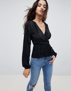 Топ с запахом и баской ASOS DESIGN - Зеленый