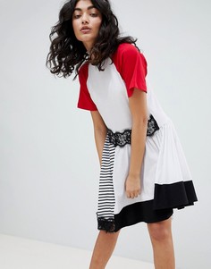 Платье с полосками и кружевом ASOS DESIGN - Мульти