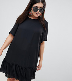 Платье-футболка мини с оборкой ASOS DESIGN Curve - Черный