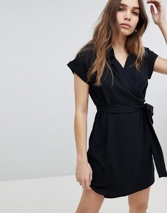 Платье-рубашка мини с короткими рукавами Monki - Черный