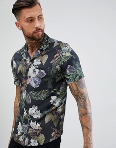 Рубашка классического кроя из вискозы с цветочным принтом ASOS DESIGN - Черный