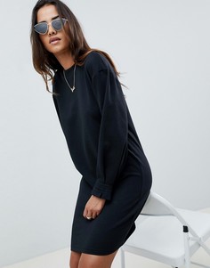 Трикотажное платье со складками на манжетах ASOS DESIGN - Черный