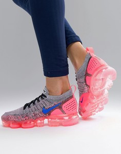 Серо-розовые кроссовки Nike Air Vapormax Flyknit - Серый