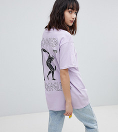 Фиолетовая oversize-футболка с принтом на спине Crooked Tongues - Фиолетовый