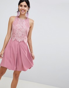 Кружевное короткое приталенное платье Little Mistress - Розовый