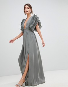 Платье макси с глубоким вырезом True Decadence Premium - Серый