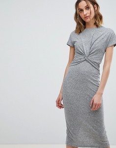 Платье миди в полоску с узлом AllSaints - Серый