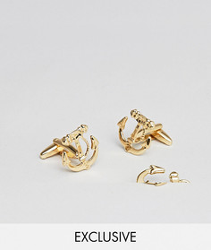 Набор с запонками и булавкой на лацкан (2 шт.) DesignB эксклюзивно для ASOS - Золотой