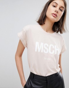 Футболка бойфренда с принтом логотипа Moss Copenhagen - Розовый
