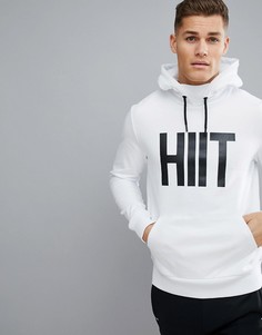 Худи белого цвета с принтом и карманом HIIT - Белый