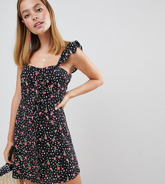 Платье мини с принтом тюльпанов и оборками ASOS DESIGN Petite - Мульти