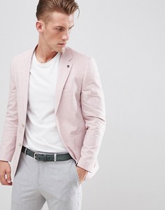 Розовый блейзер классического кроя с добавлением льна Burton Menswear - Розовый