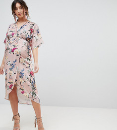 Платье с запахом в стиле кимоно с цветочным принтом Hope &amp; Ivy Maternity - Мульти