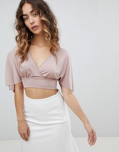 Кроп-топ с рукавами клеш ASOS - Бежевый