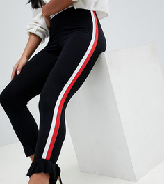 Леггинсы с полосками по бокам и оборками ASOS DESIGN Petite - Черный
