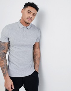 Облегающая футболка-поло из фактурного вафельного трикотажа ASOS DESIGN - Серый