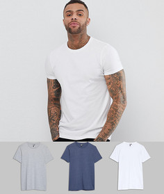 3 футболки с круглым вырезом ASOS DESIGN - СКИДКА - Мульти