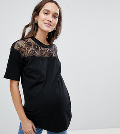Футболка с кружевной отделкой ASOS DESIGN Maternity - Черный